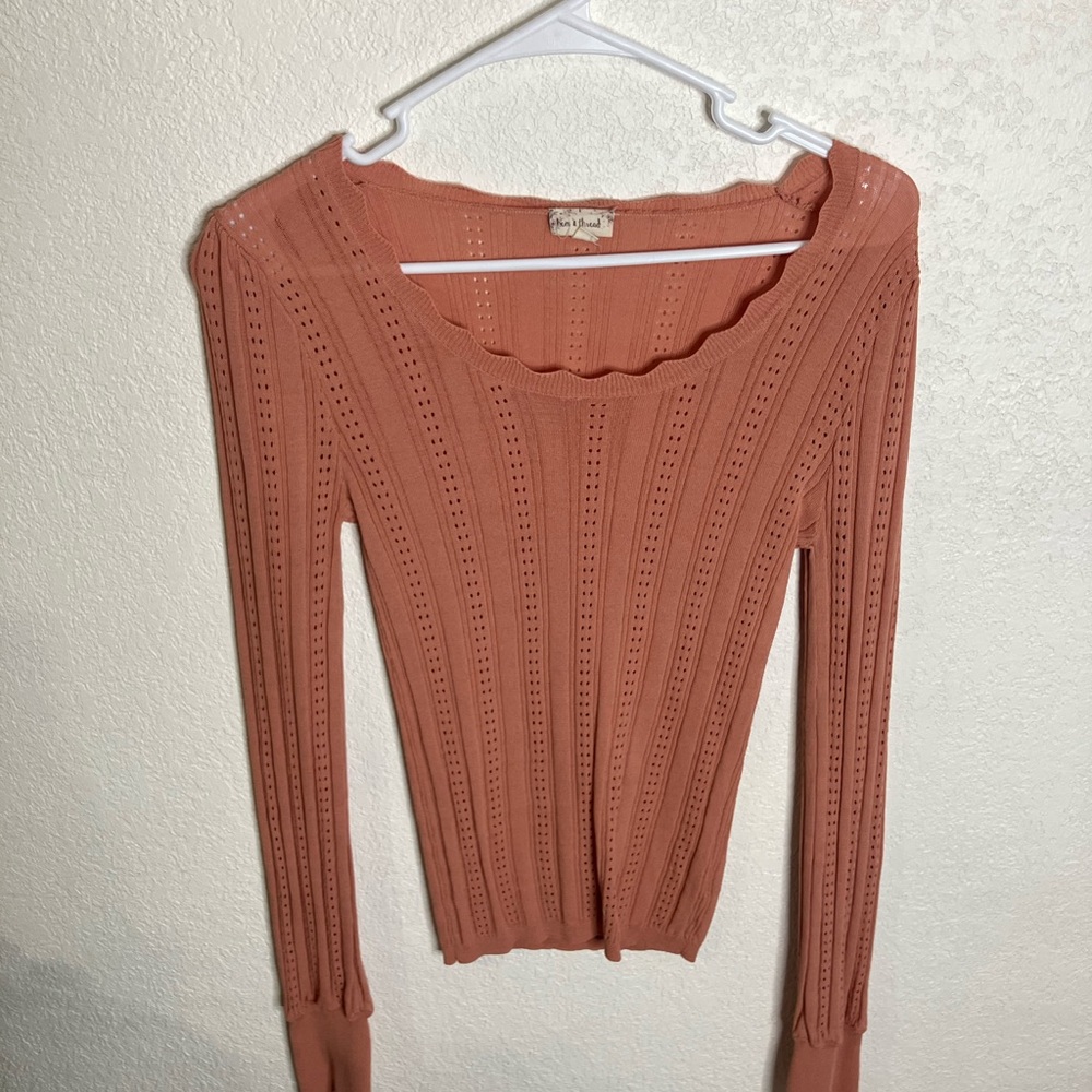 Coral Knit Long Sleeve Top